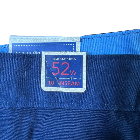 Saddlebred Mens 10" Pleated Chino Shorts Size 52 Harbor Navy Cell Pocket NWT - Picture 7 of 8